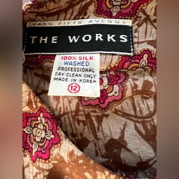 Saks Fifth Avenue The Works Silk Floral Blouse Size 12 - Picture 4 of 4